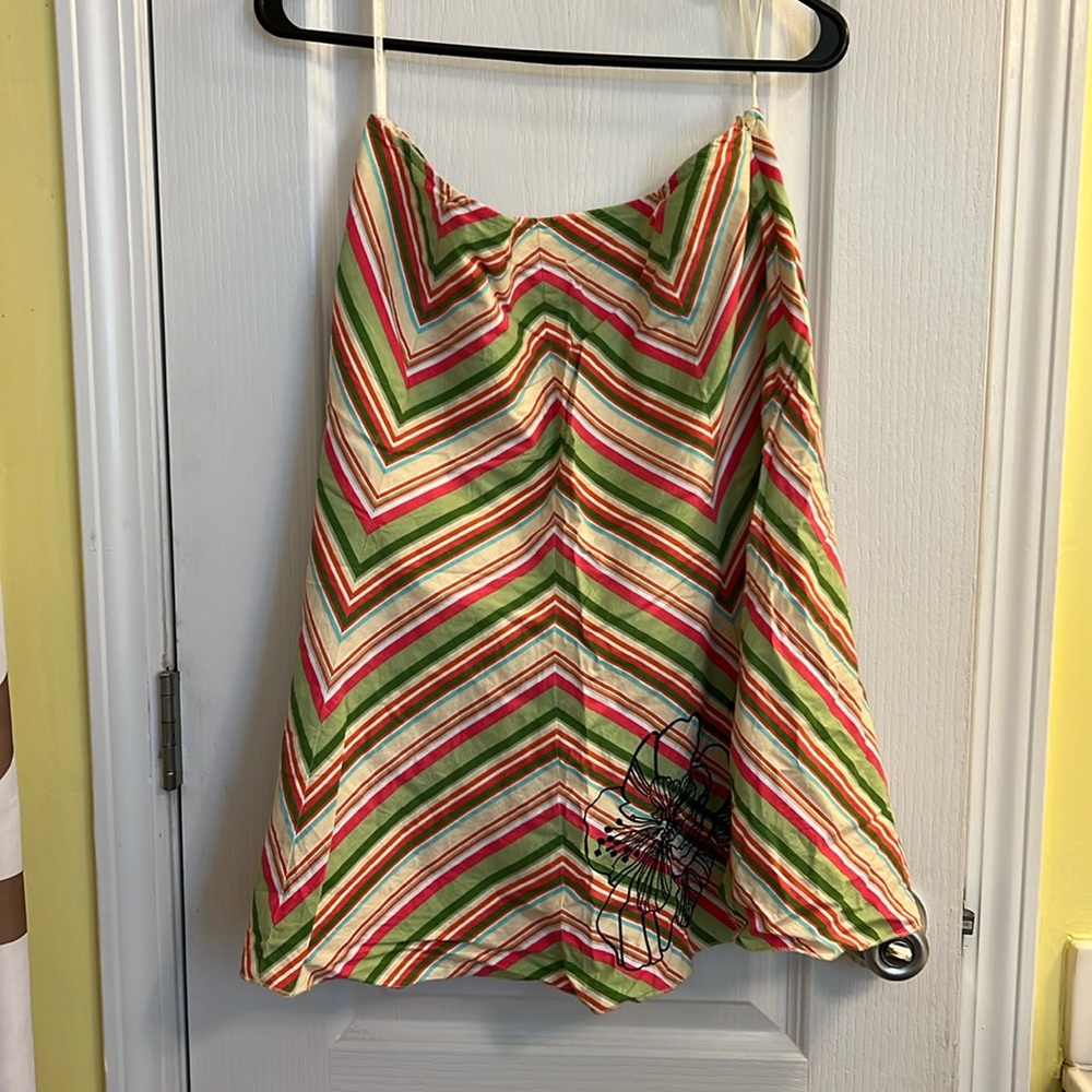 Chevron striped flared skirt